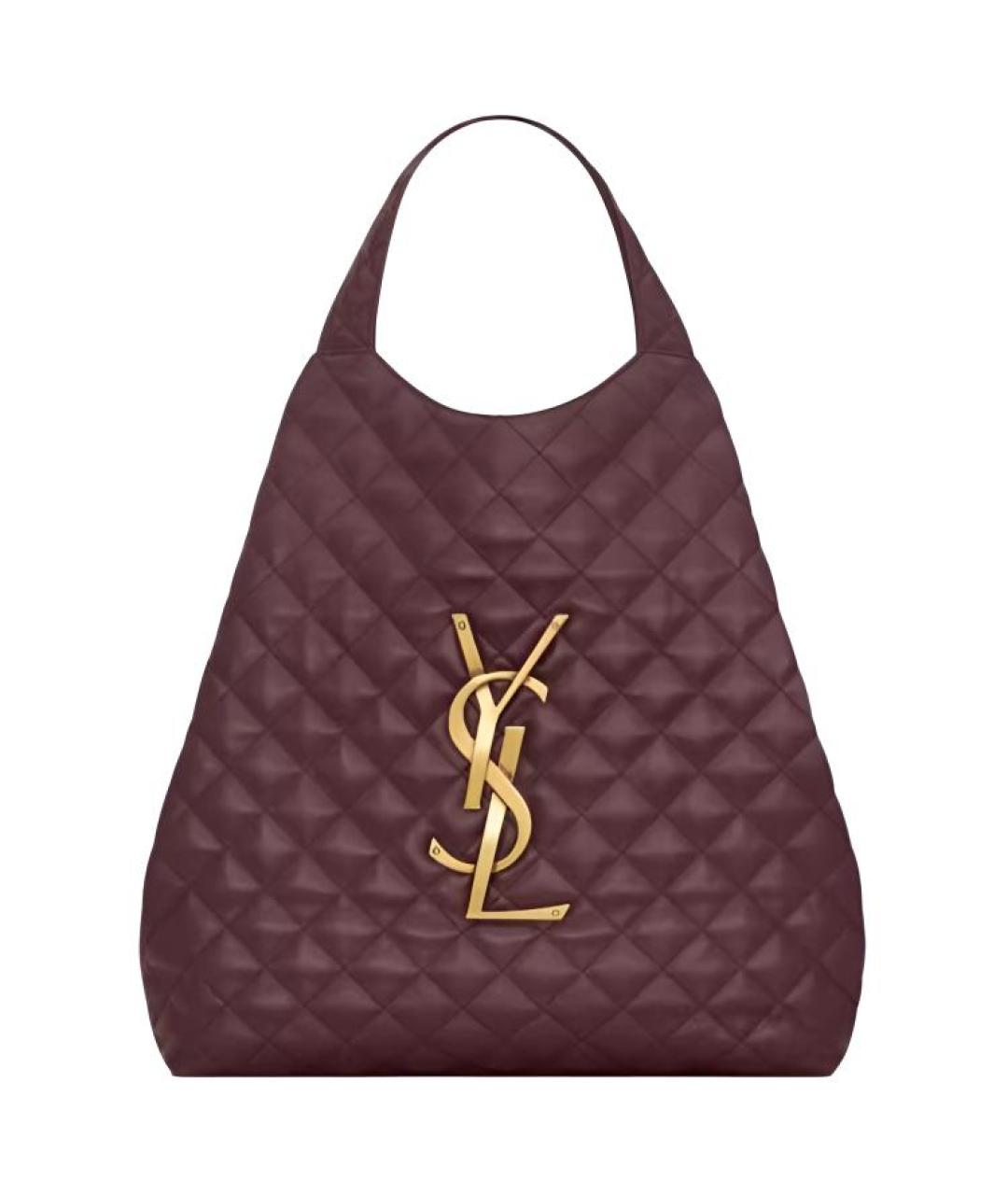 SAINT LAURENT Бордовая кожаная сумка через плечо, фото 1