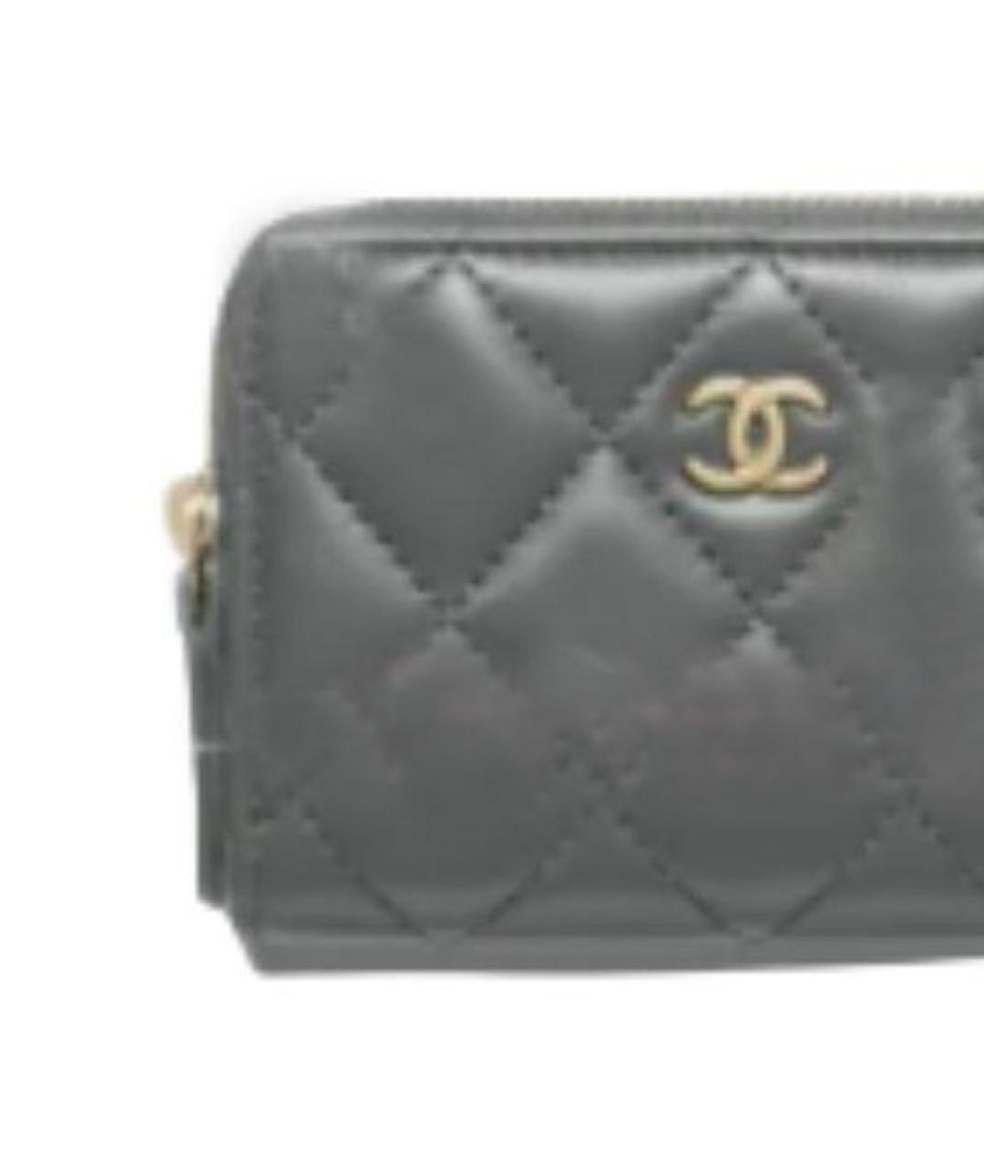 CHANEL Серый кожаный кошелек, фото 2