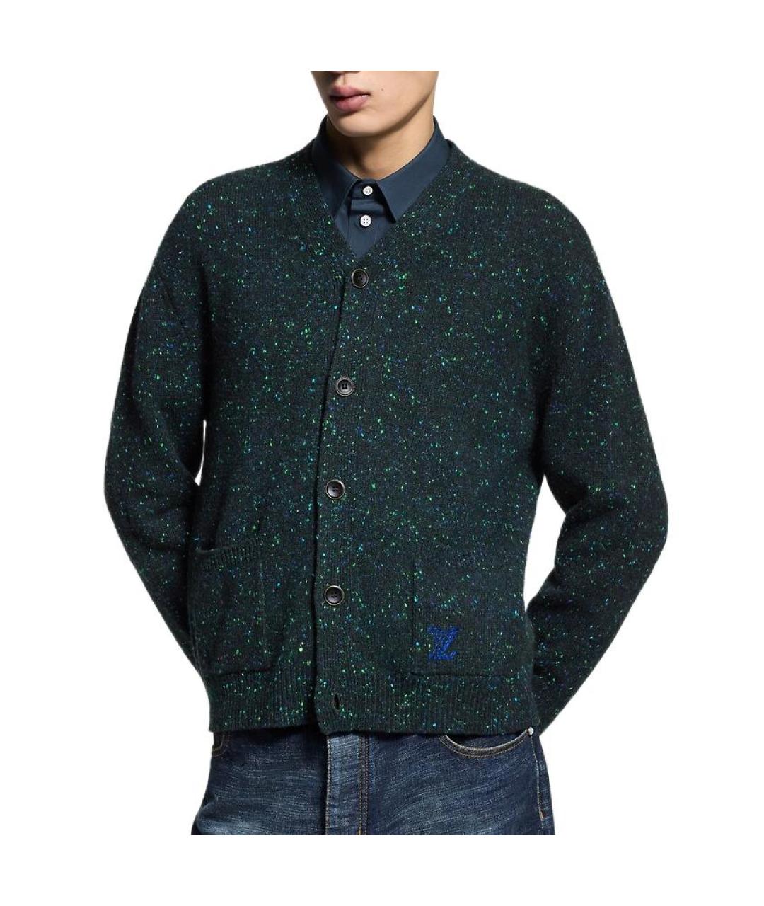 LOUIS VUITTON Зеленый кашемировый кардиган, фото 2