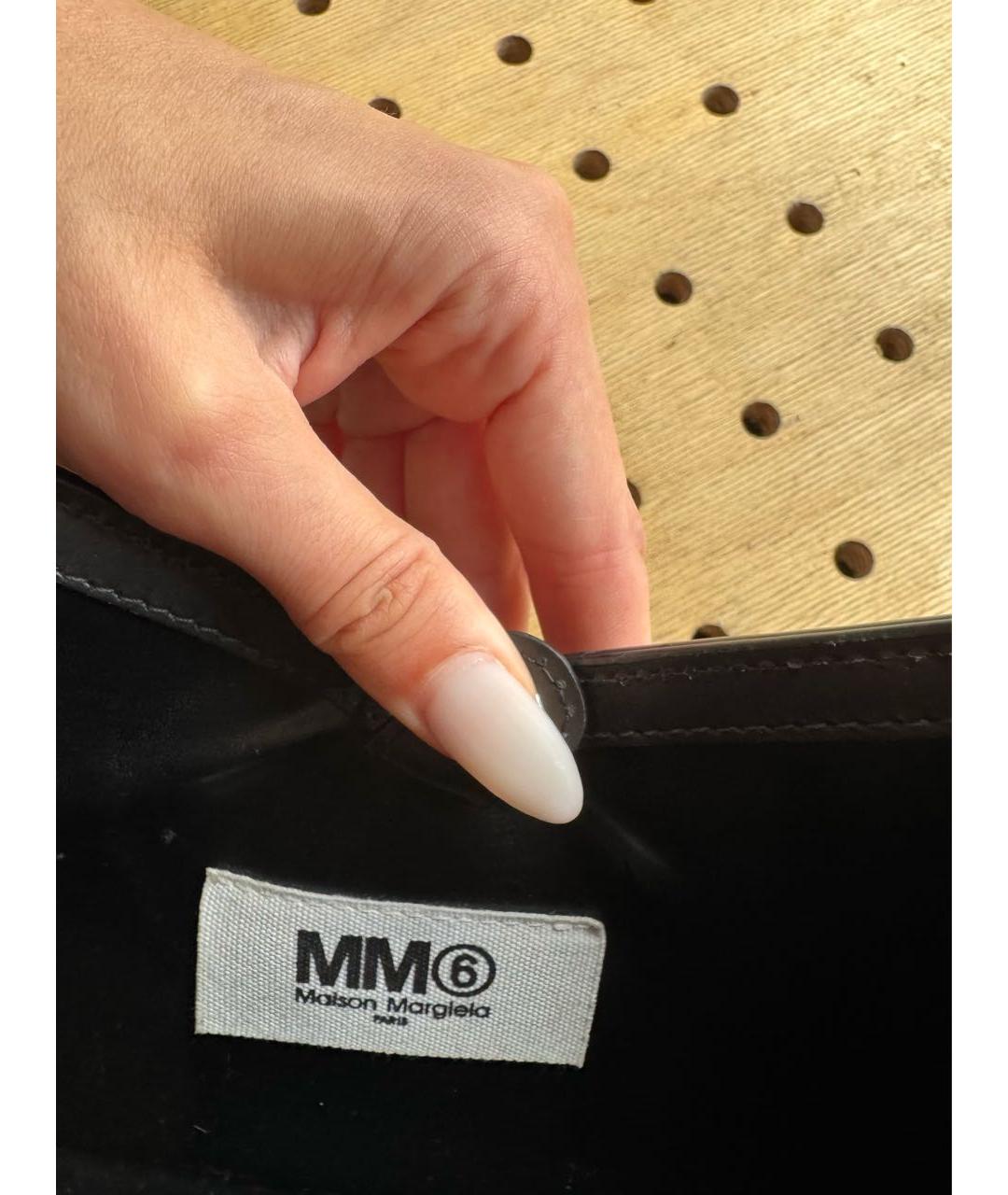 MM6 MAISON MARGIELA Черная кожаная сумка с короткими ручками, фото 4