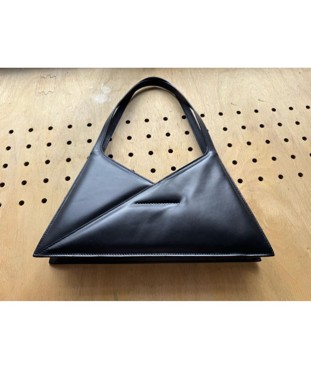 MM6 MAISON MARGIELA Черная кожаная сумка с короткими ручками, фото 2