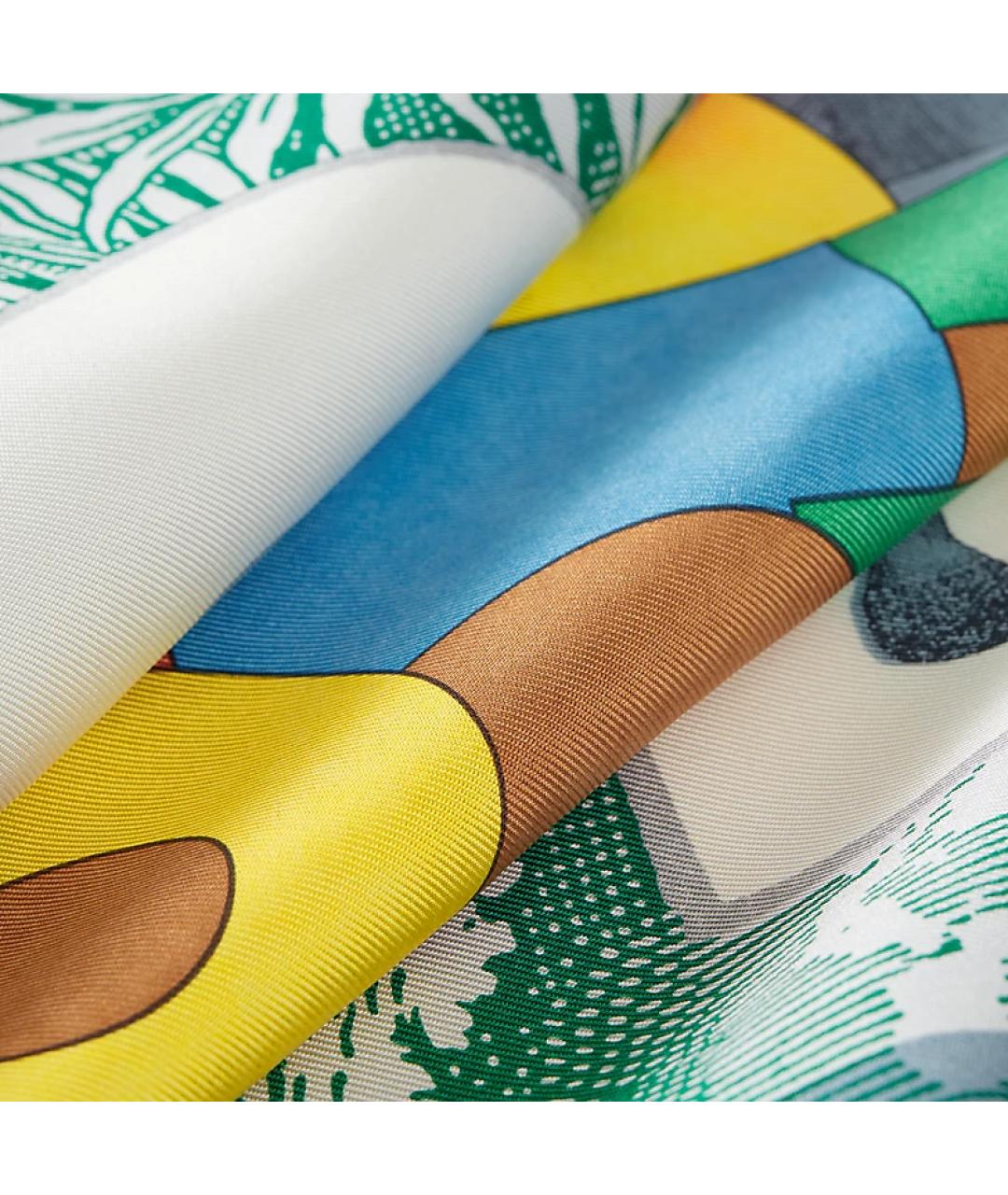 HERMES Зеленый шелковый шарф, фото 2