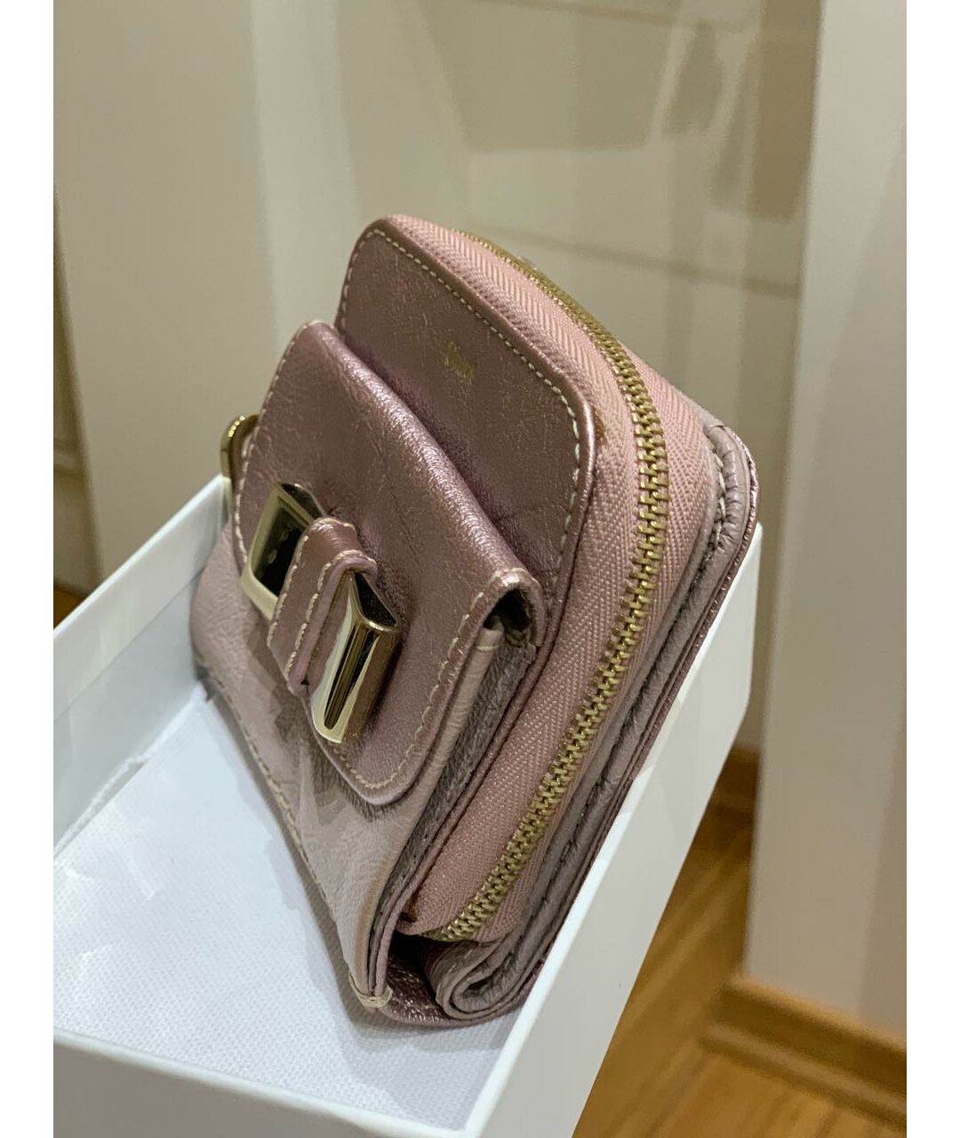 CHLOE Розовый кожаный кошелек, фото 8
