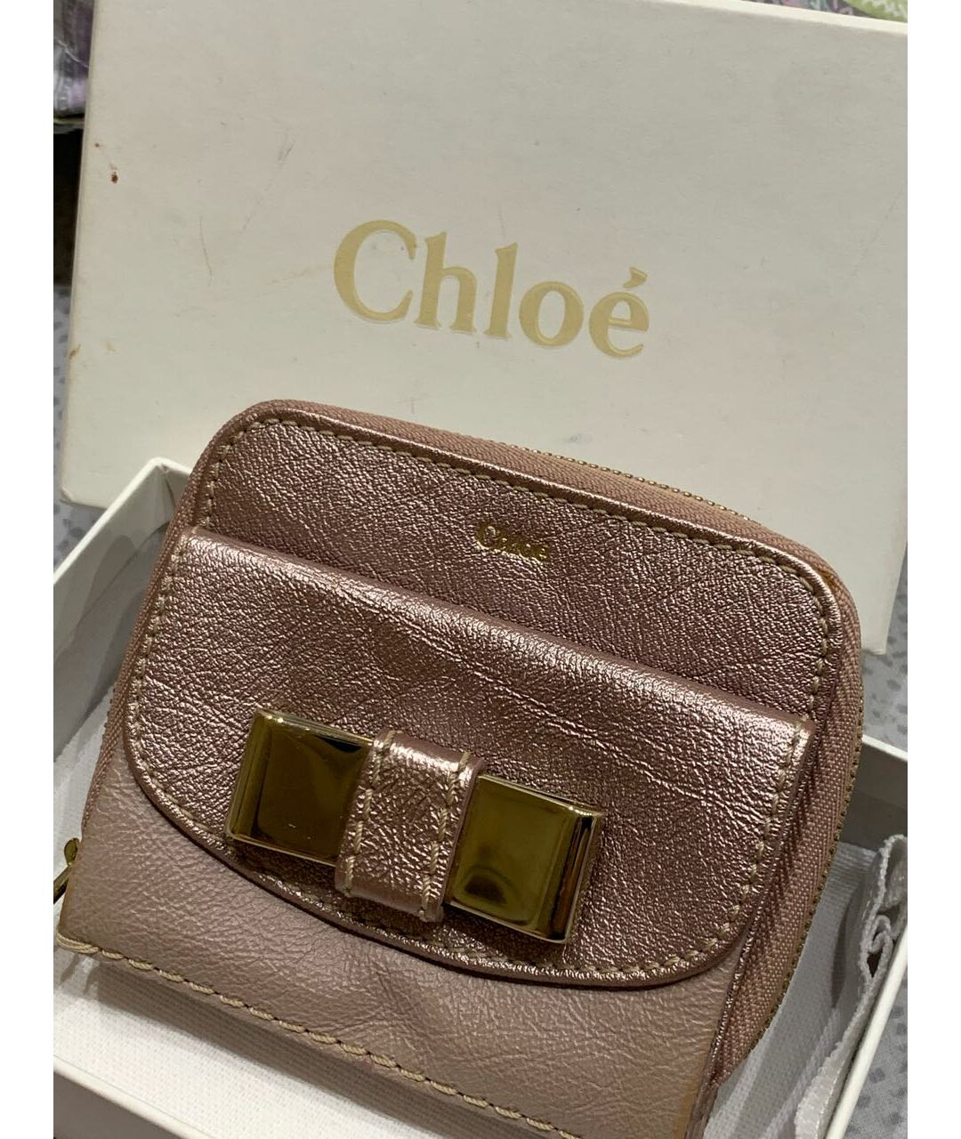 CHLOE Розовый кожаный кошелек, фото 9