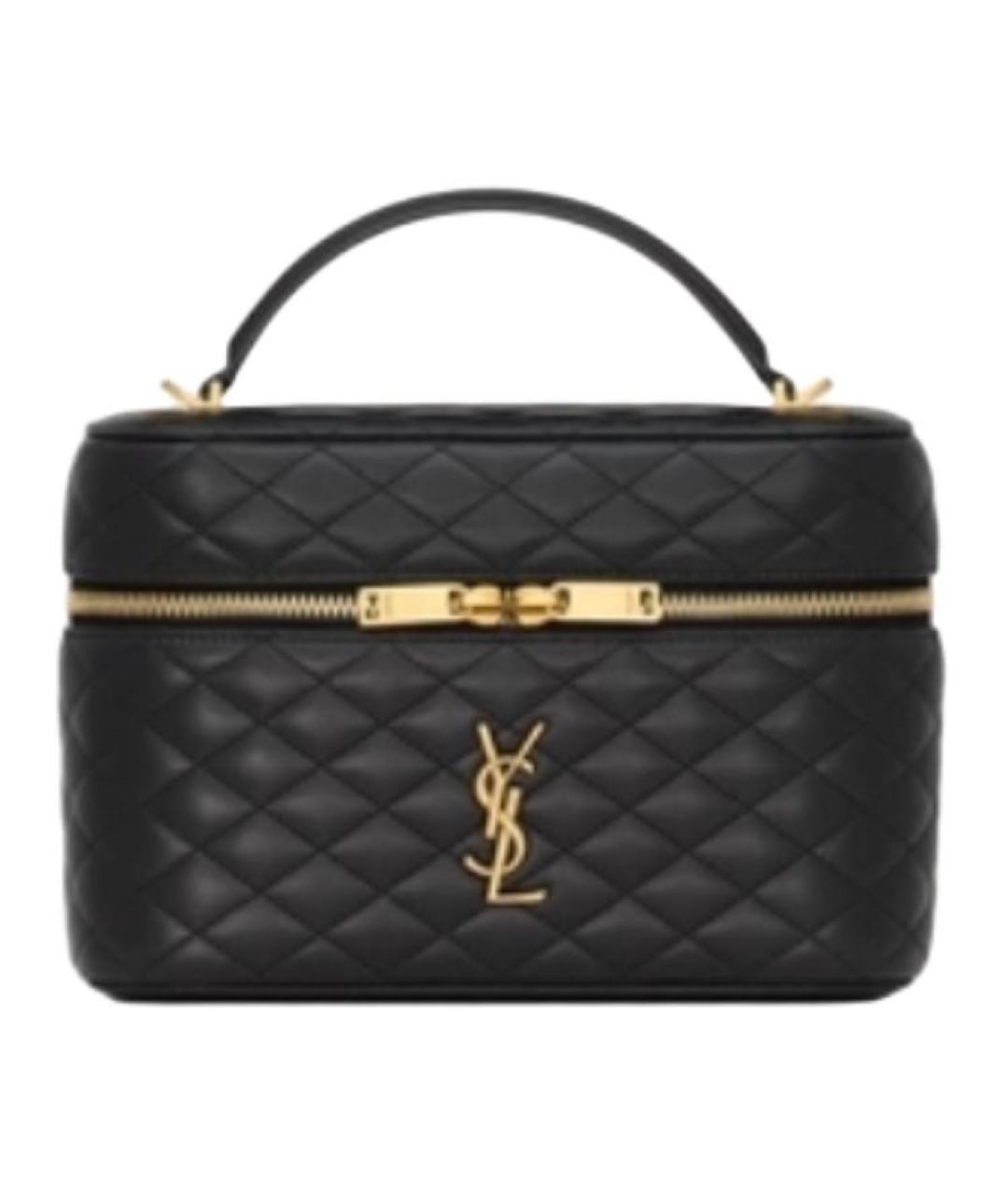 SAINT LAURENT Черная кожаная косметичка, фото 1