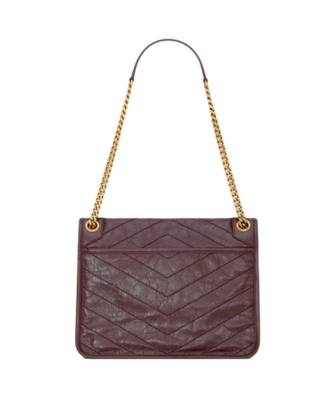 SAINT LAURENT Бордовая кожаная сумка через плечо, фото 3