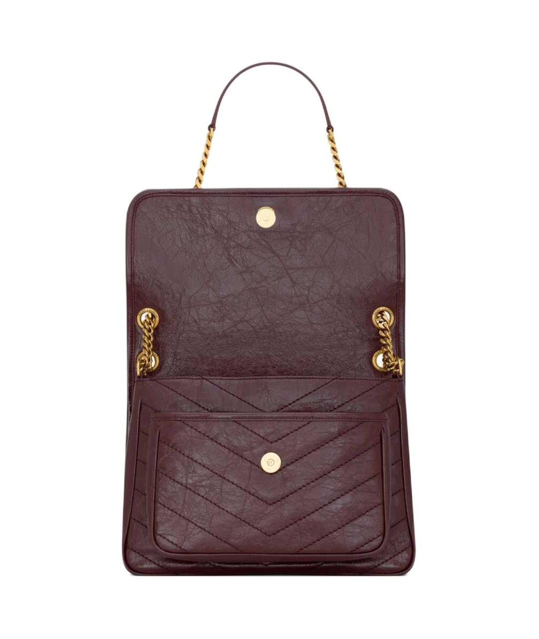 SAINT LAURENT Бордовая кожаная сумка через плечо, фото 4