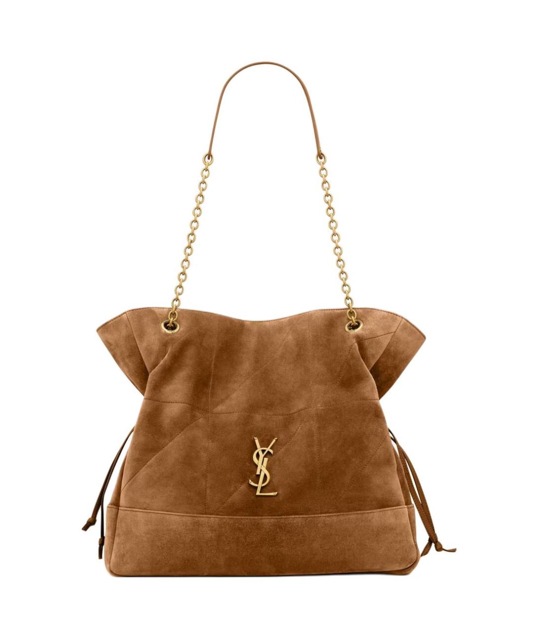 SAINT LAURENT Коричневая замшевая сумка через плечо, фото 1