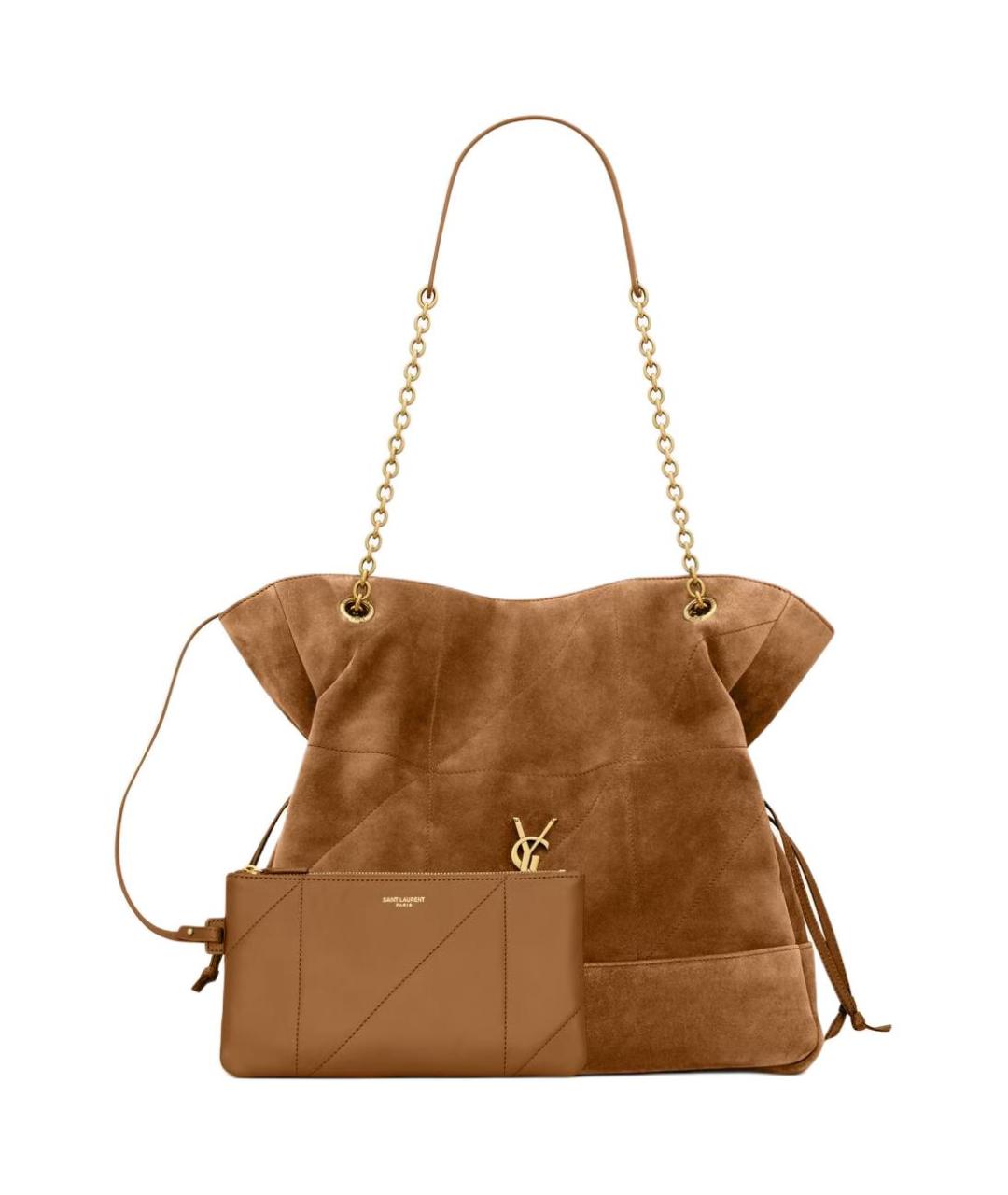 SAINT LAURENT Коричневая замшевая сумка через плечо, фото 2