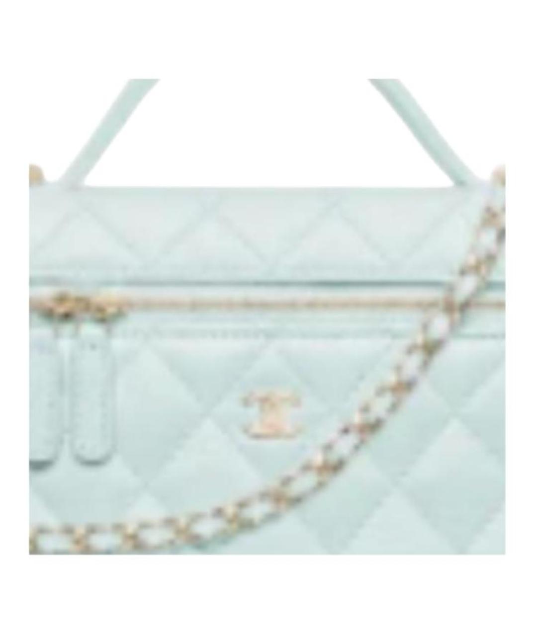 CHANEL Бирюзовая кожаная сумка с короткими ручками, фото 2