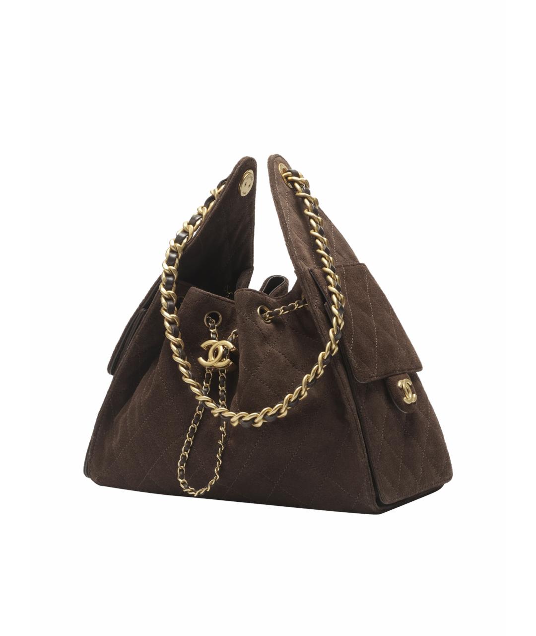 CHANEL Коричневая замшевая сумка через плечо, фото 1