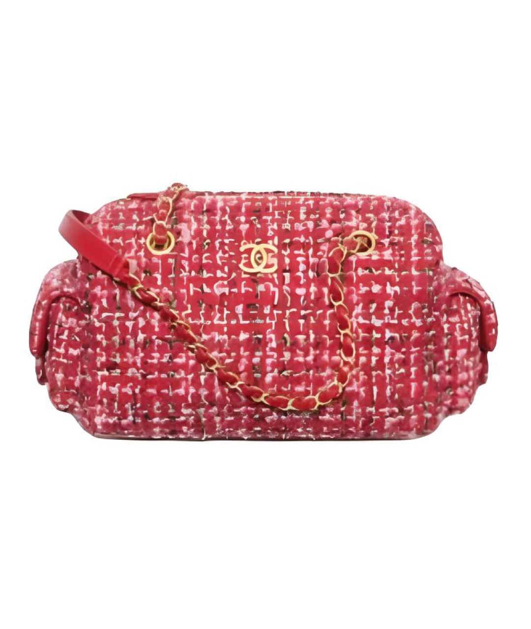 CHANEL Красная твидовая сумка через плечо, фото 1