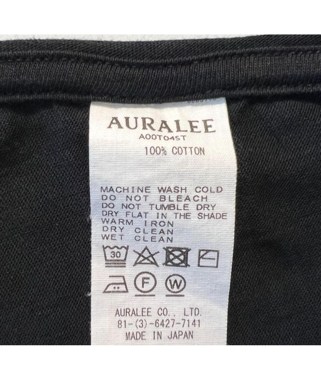 AURALEE Черная хлопковая футболка, фото 5