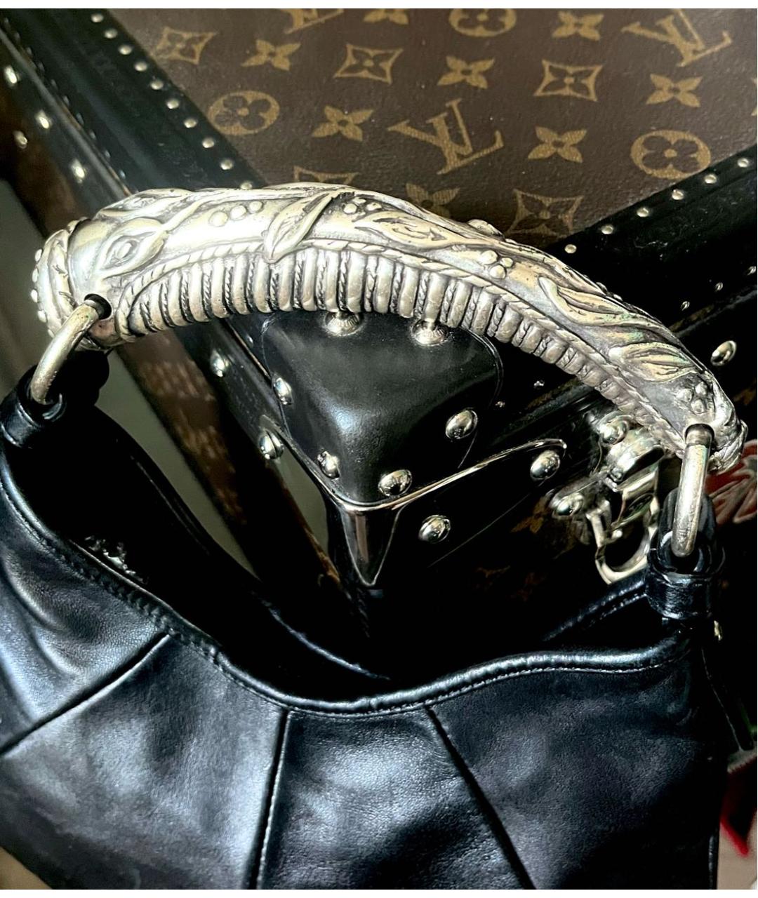 SAINT LAURENT Черная кожаная сумка с короткими ручками, фото 4