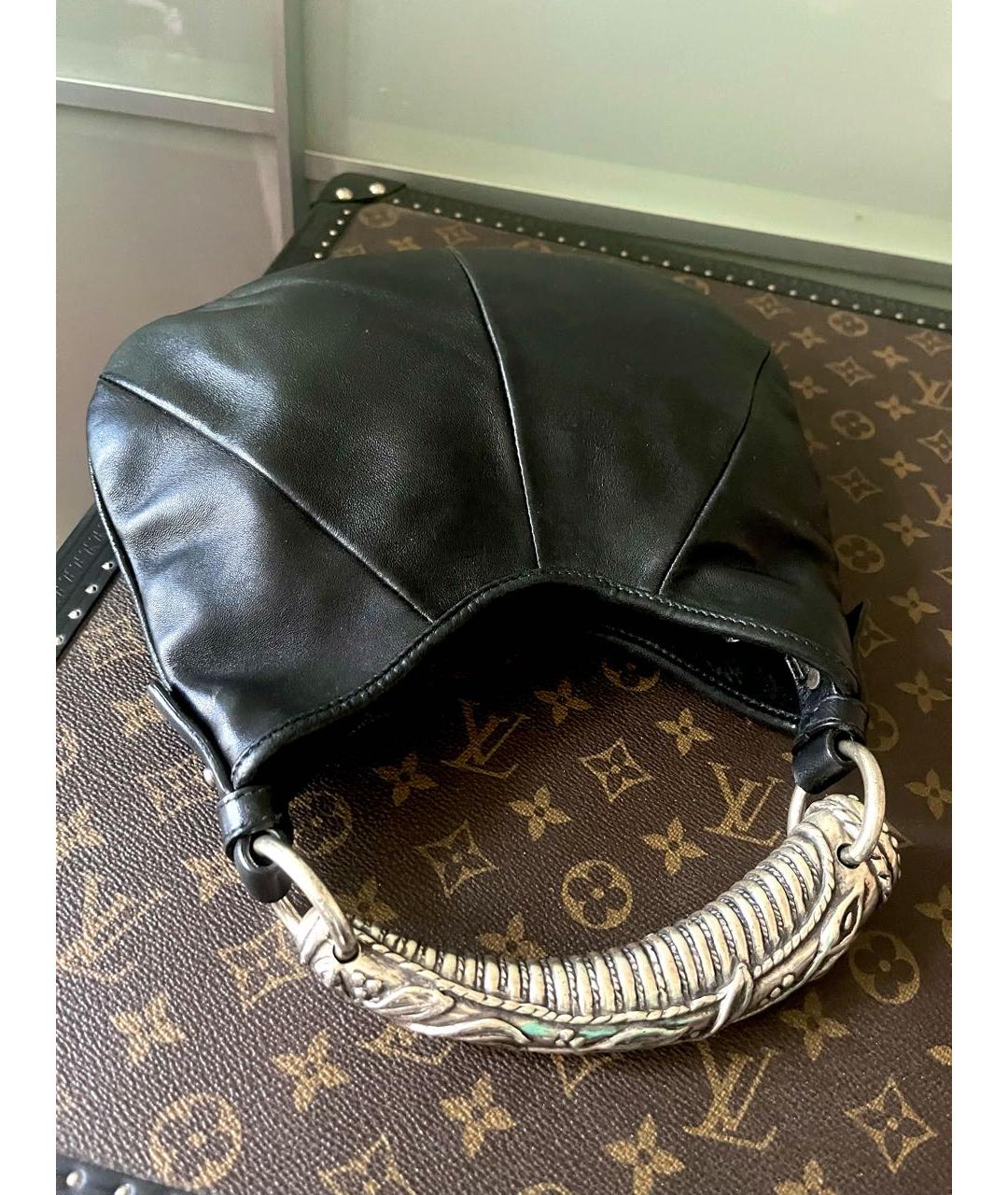 SAINT LAURENT Черная кожаная сумка с короткими ручками, фото 5