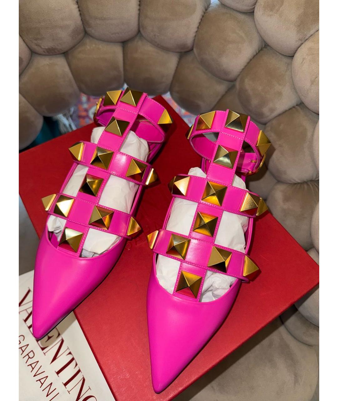 VALENTINO Фуксия кожаные мюли, фото 3