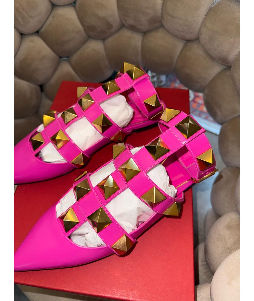 VALENTINO Фуксия кожаные мюли, фото 6