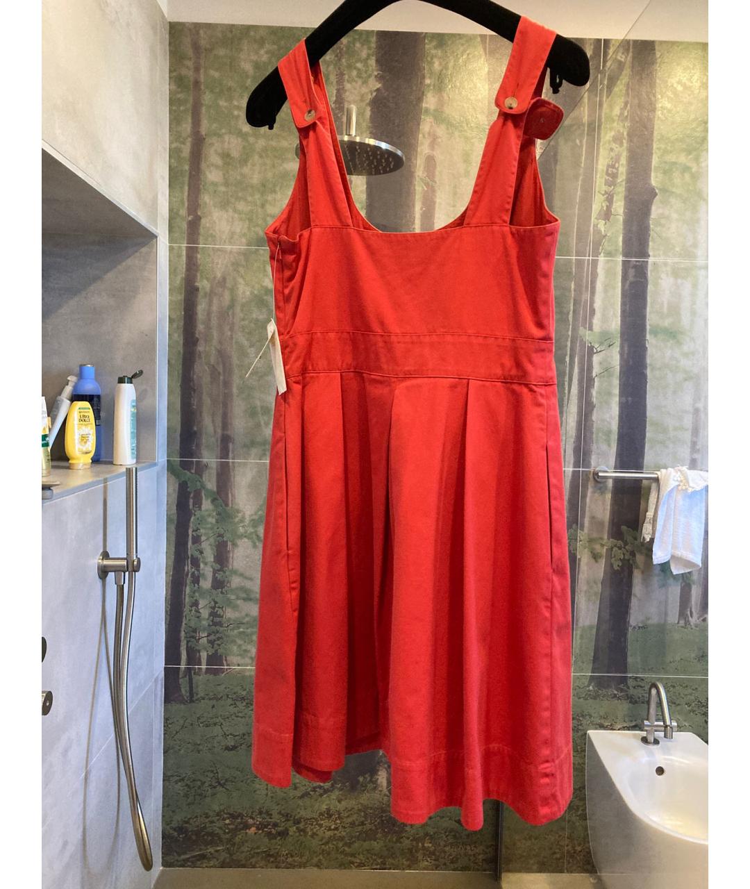 RALPH LAUREN Красное хлопковое повседневное платье, фото 2