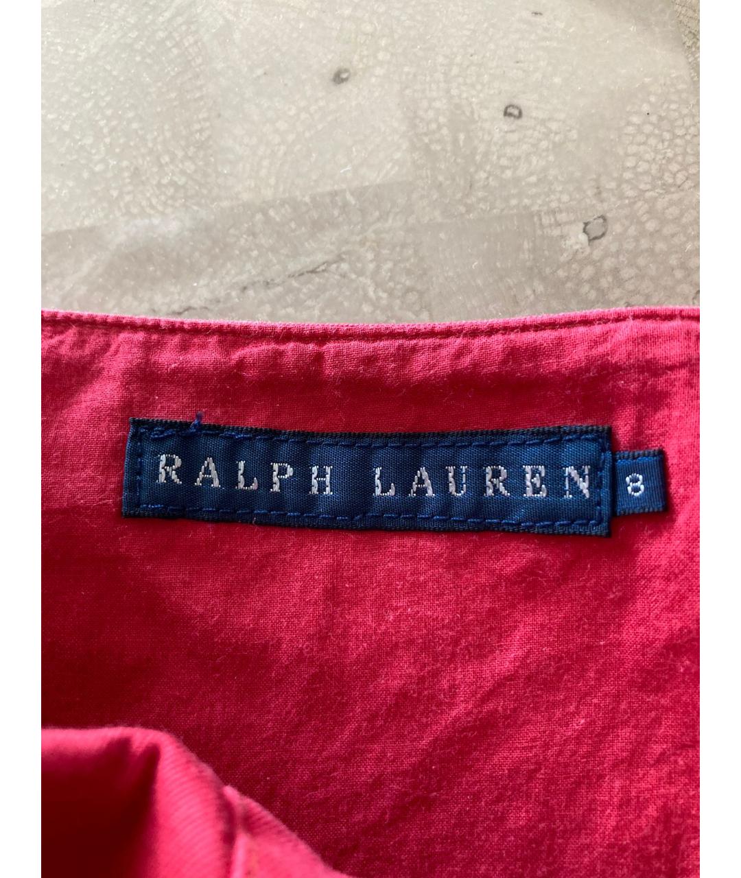 RALPH LAUREN Красное хлопковое повседневное платье, фото 3
