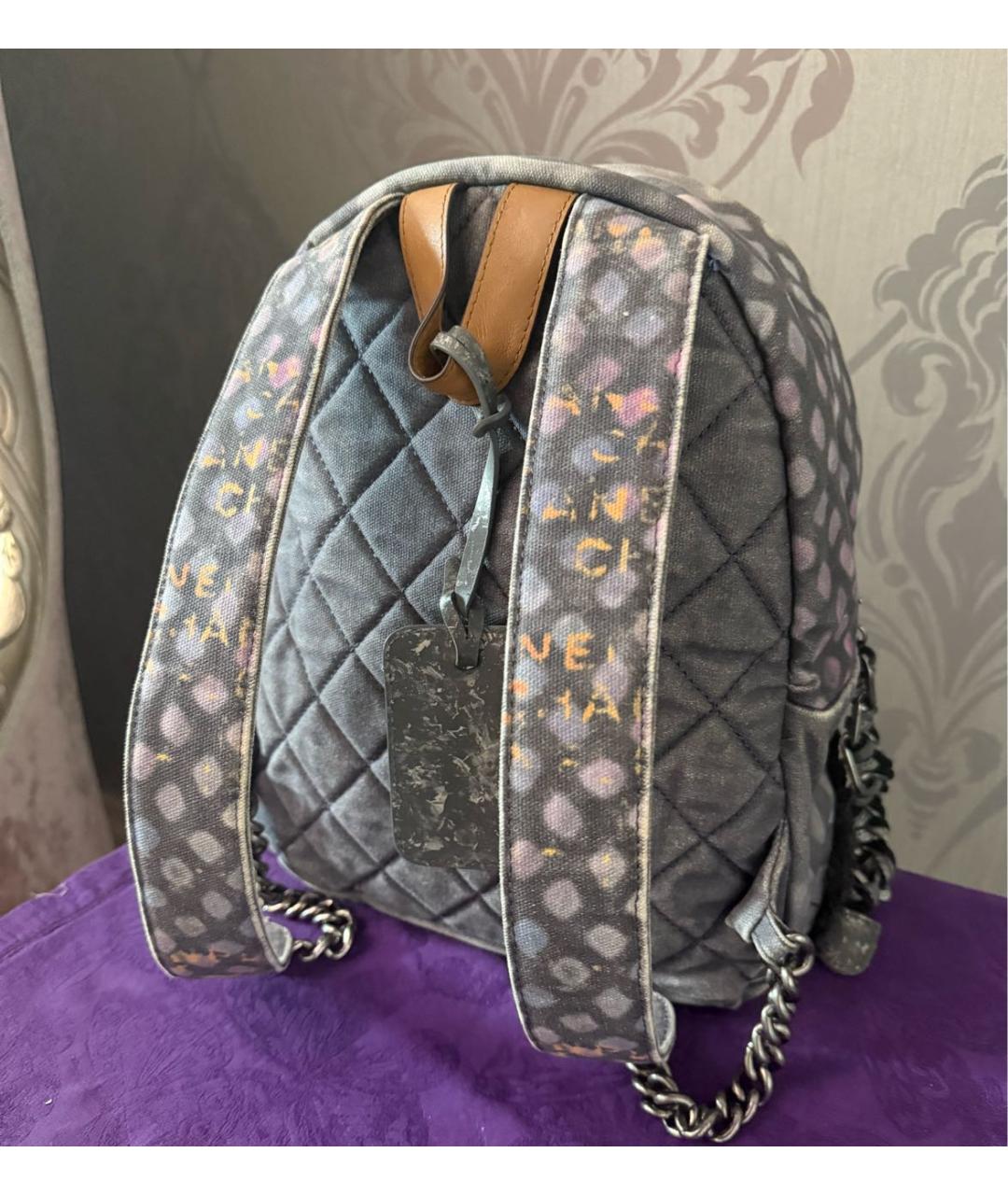 CHANEL Серый тканевый рюкзак, фото 7