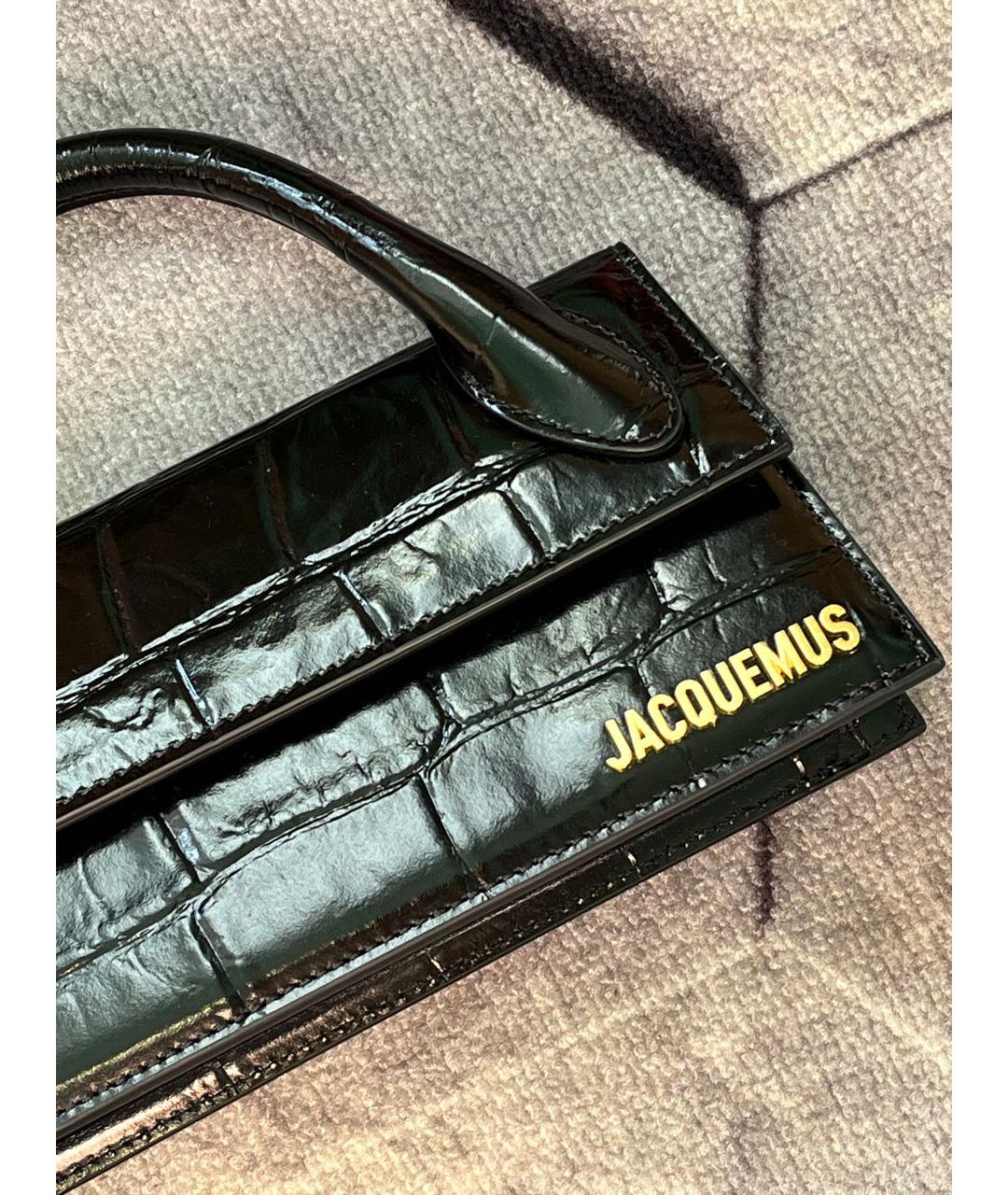 JACQUEMUS Черная кожаная сумка через плечо, фото 5