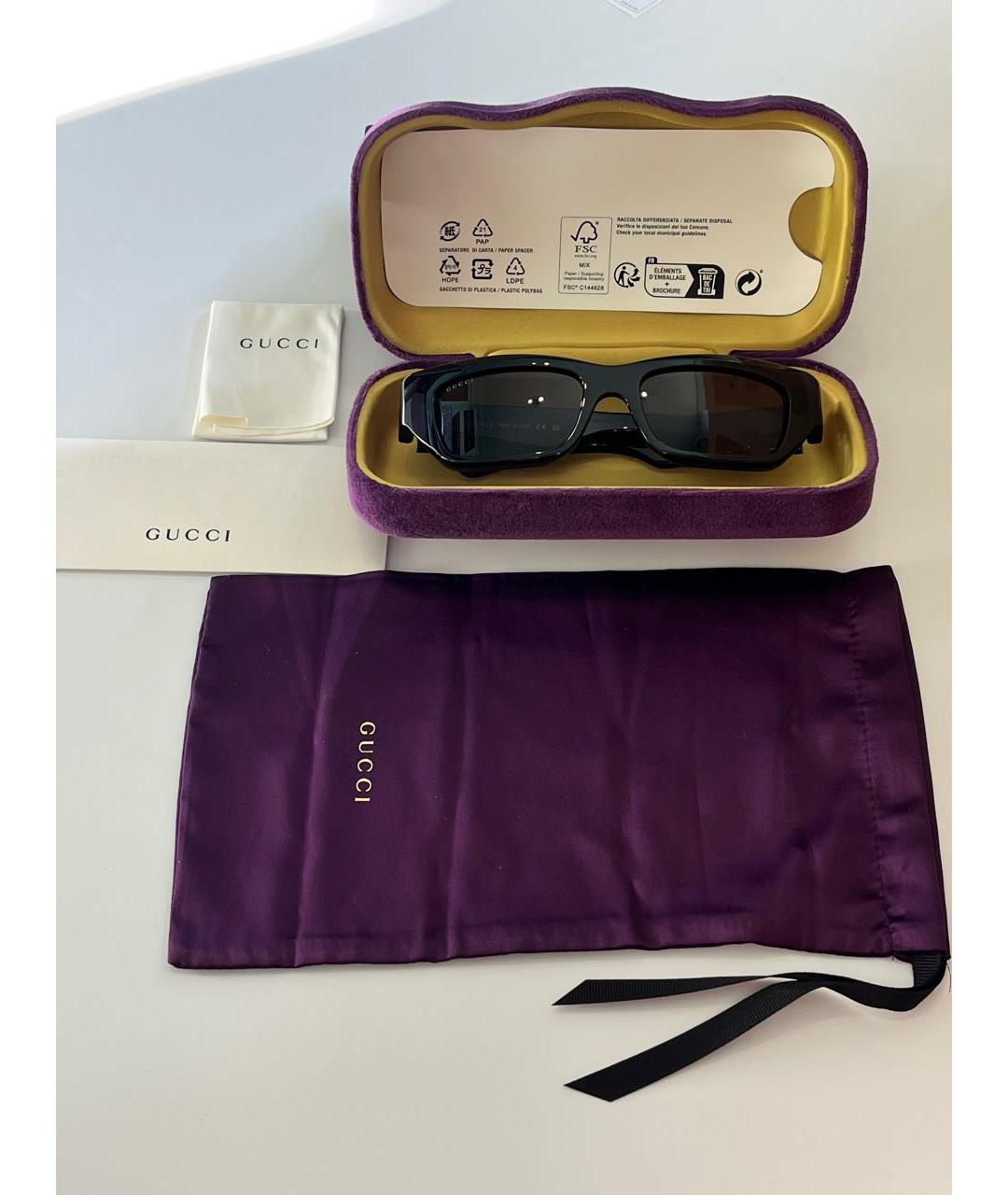 GUCCI Черные пластиковые солнцезащитные очки, фото 4