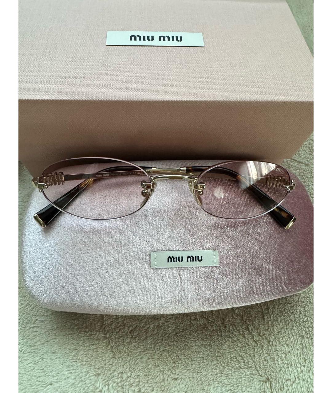 MIU MIU Розовые металлические солнцезащитные очки, фото 4