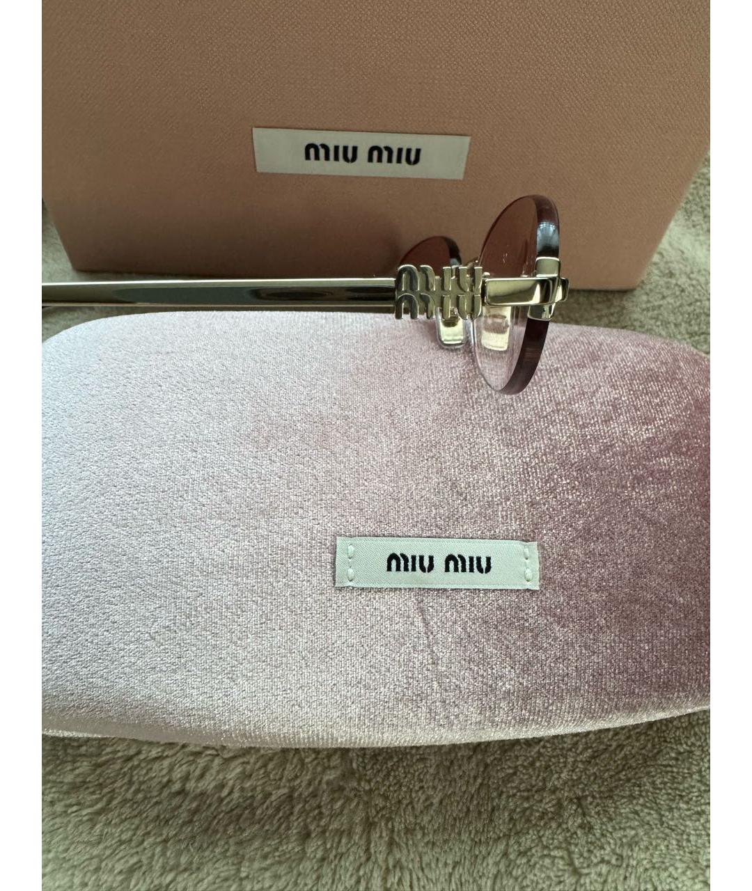 MIU MIU Розовые металлические солнцезащитные очки, фото 6