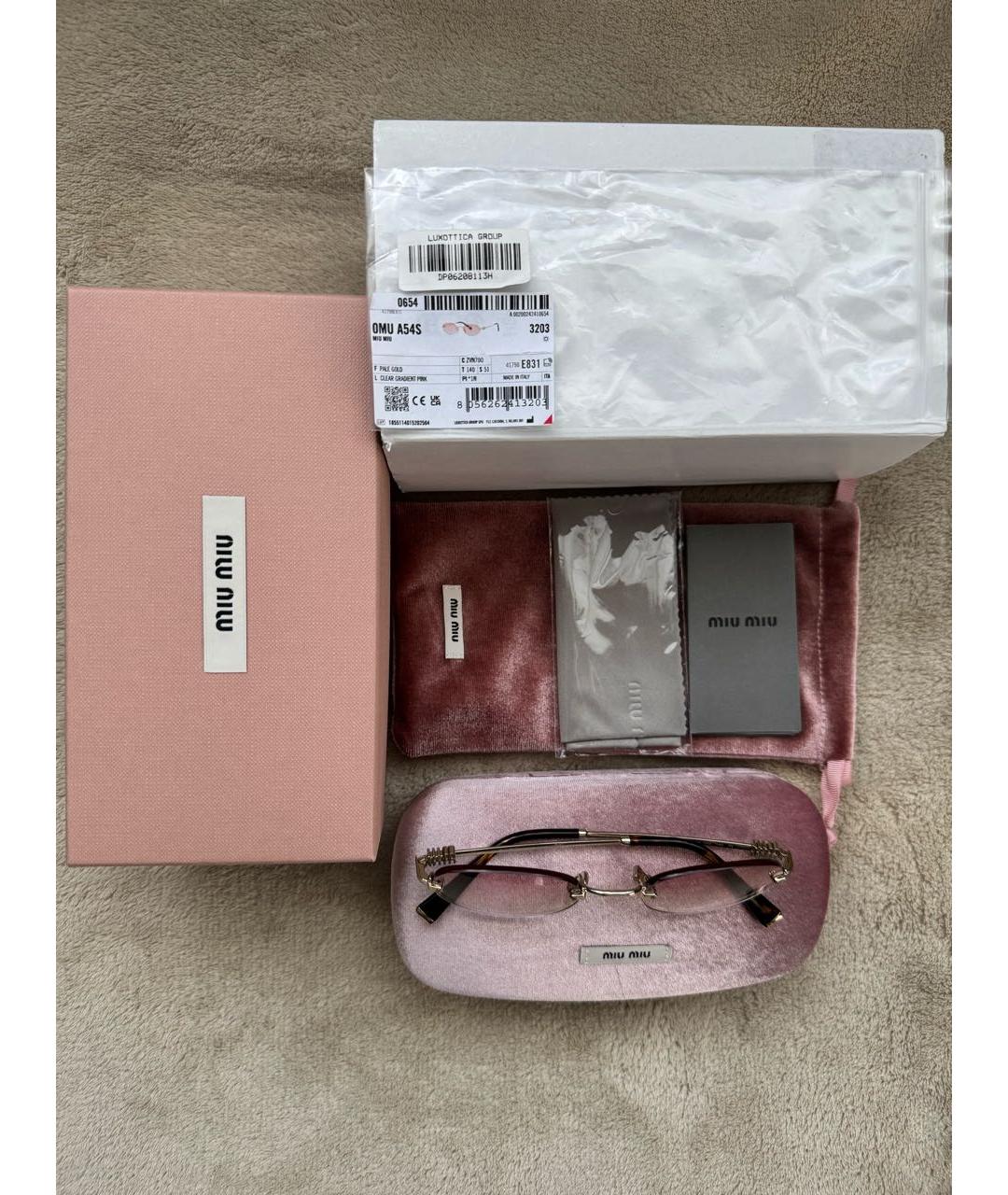 MIU MIU Розовые металлические солнцезащитные очки, фото 3