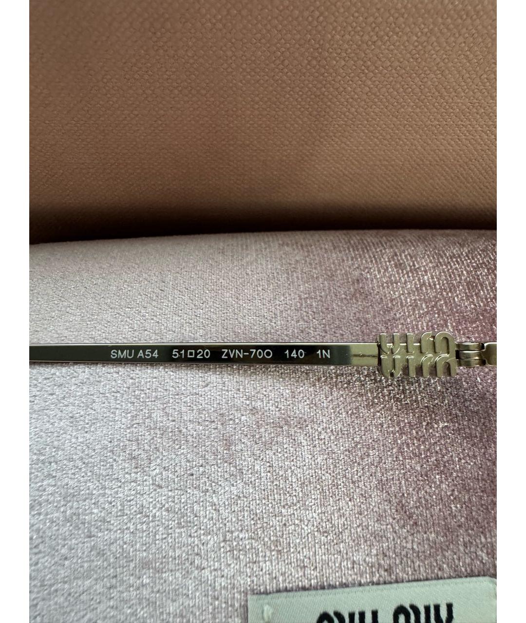 MIU MIU Розовые металлические солнцезащитные очки, фото 5