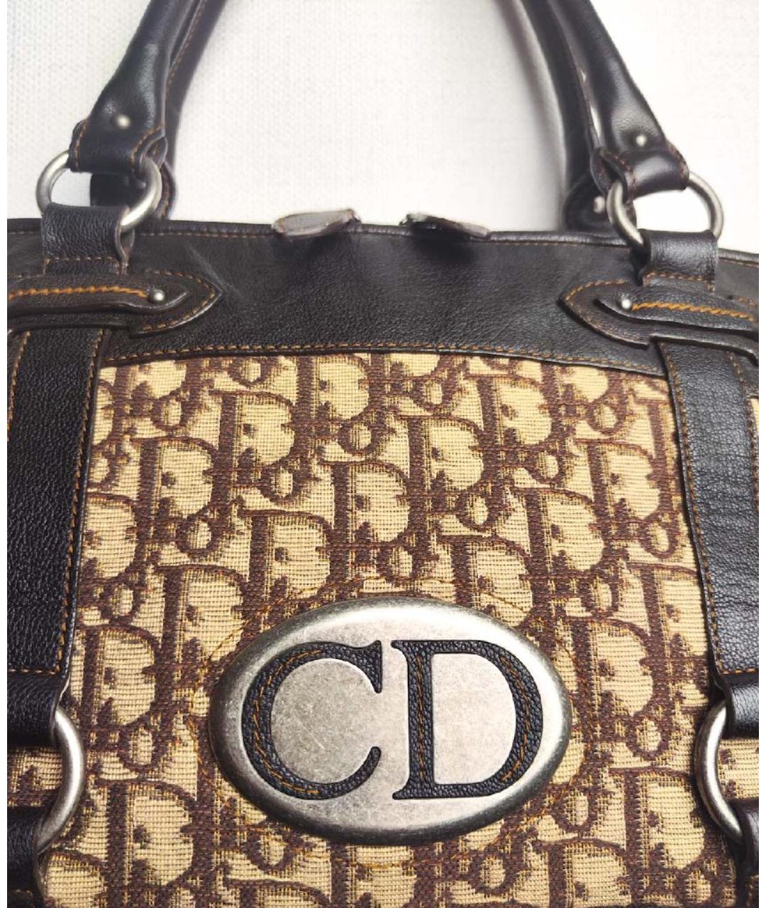 CHRISTIAN DIOR Коричневая жаккардовая сумка тоут, фото 6