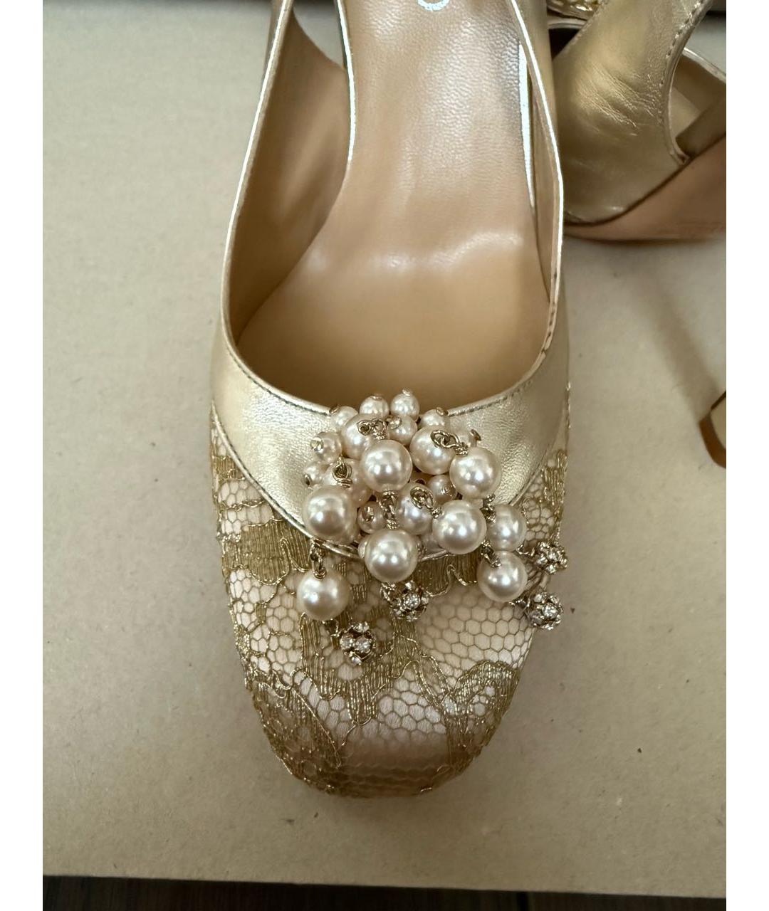 VALENTINO Золотые кожаные туфли, фото 4