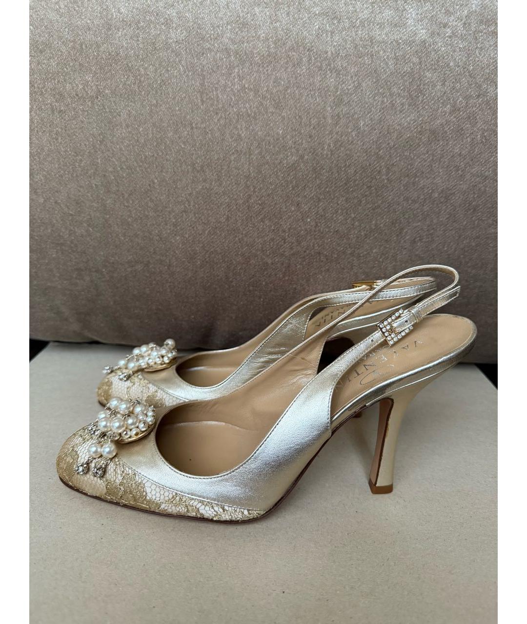 VALENTINO Золотые кожаные туфли, фото 8