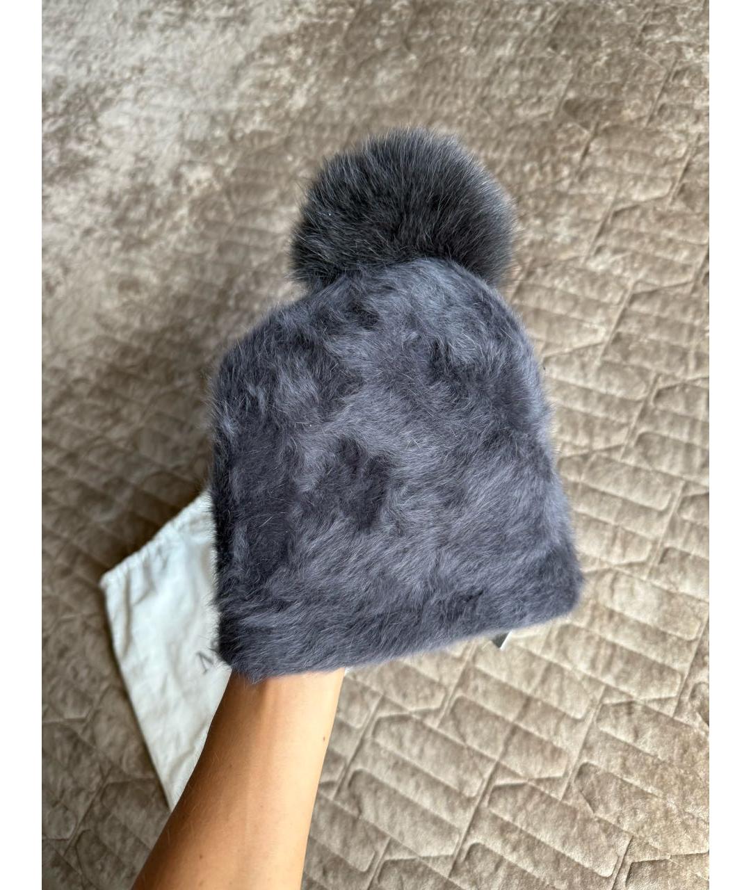 MAX MARA Антрацитовая шерстяная шапка, фото 2