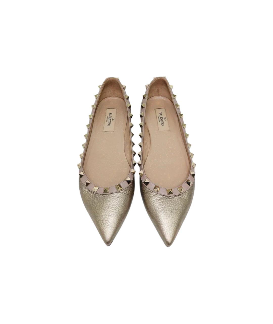 VALENTINO Бежевые кожаные балетки, фото 2