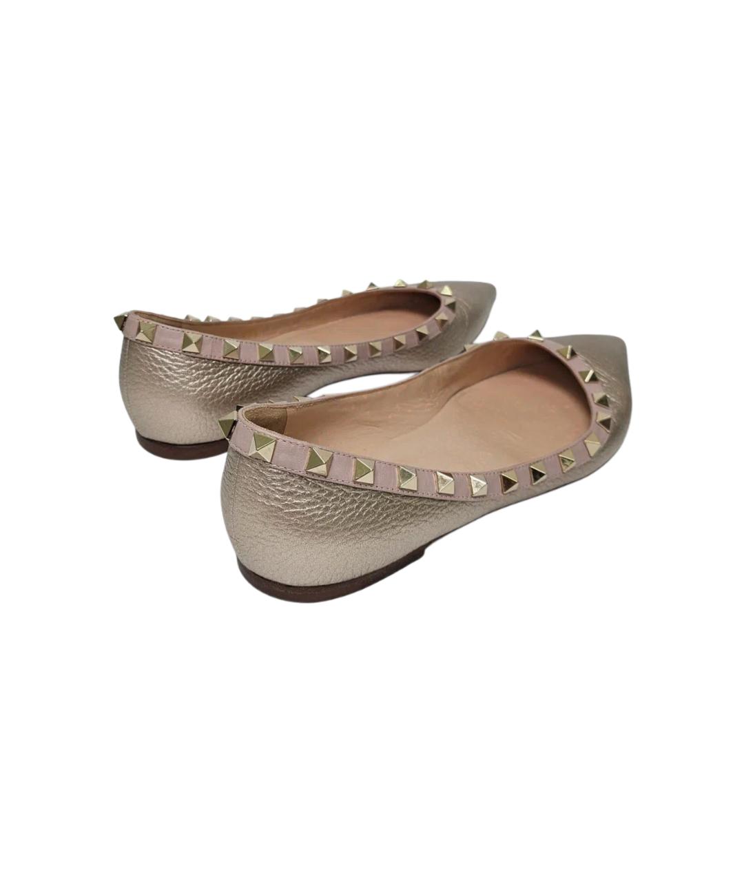 VALENTINO Бежевые кожаные балетки, фото 4