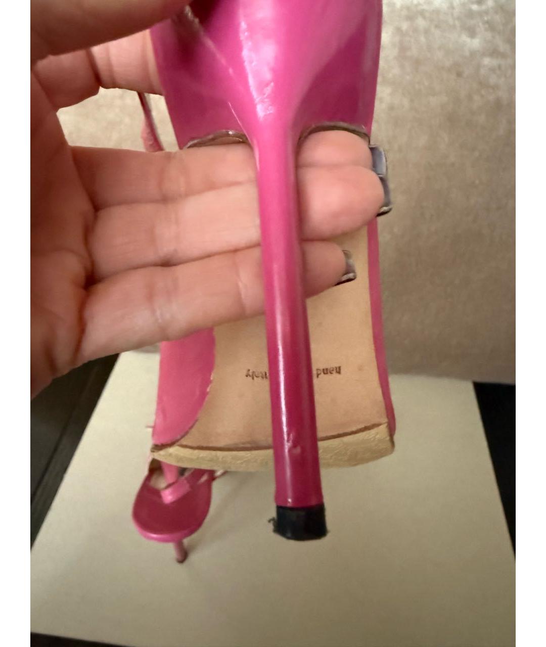 MANOLO BLAHNIK Розовые кожаные туфли, фото 7