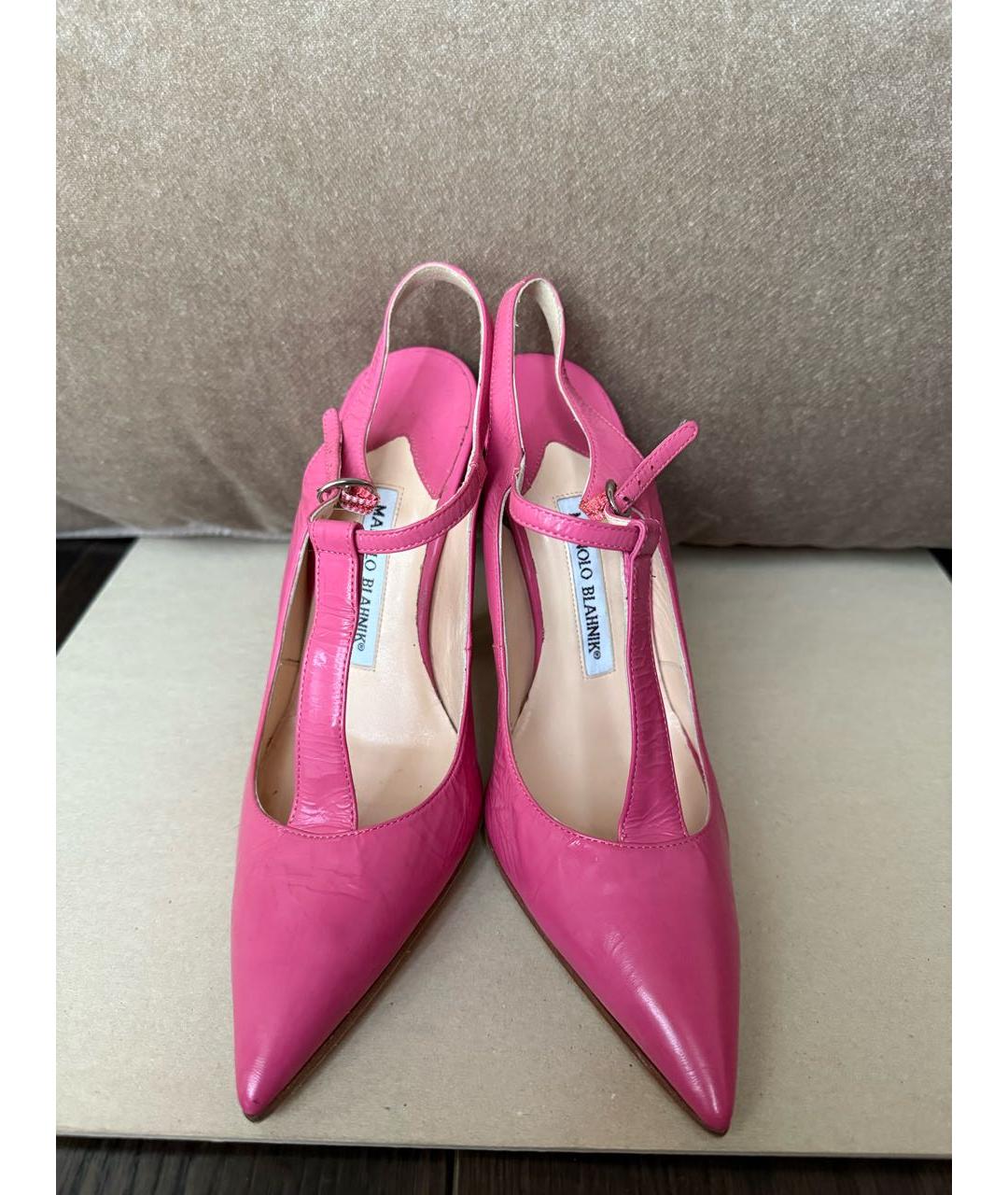 MANOLO BLAHNIK Розовые кожаные туфли, фото 2