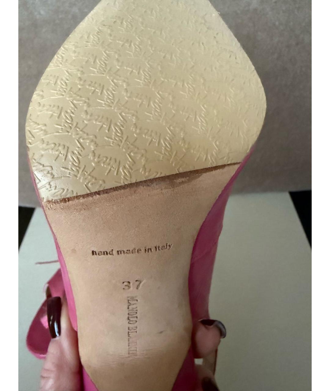MANOLO BLAHNIK Розовые кожаные туфли, фото 6