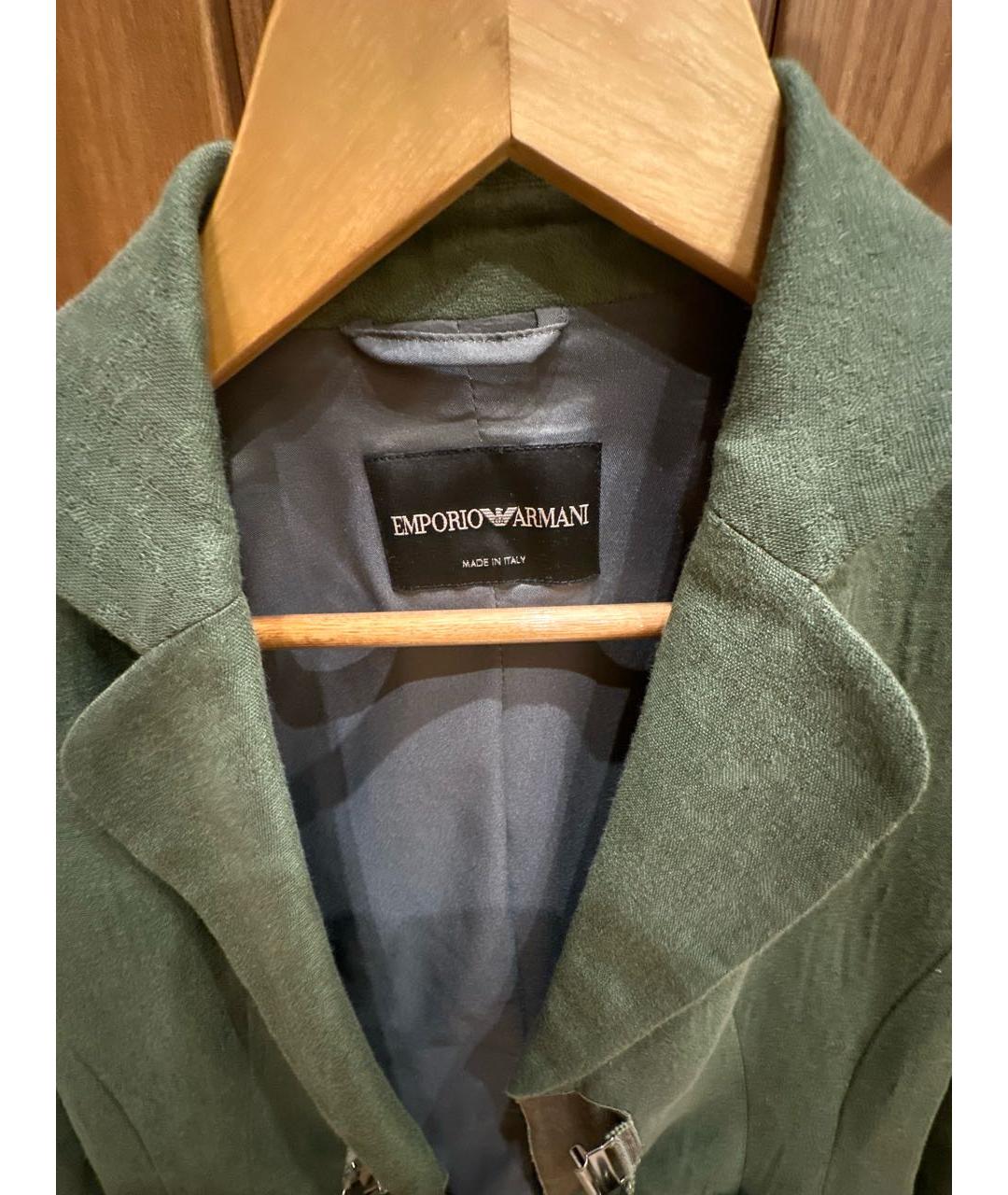 EMPORIO ARMANI Зеленый льняной костюм с брюками, фото 3