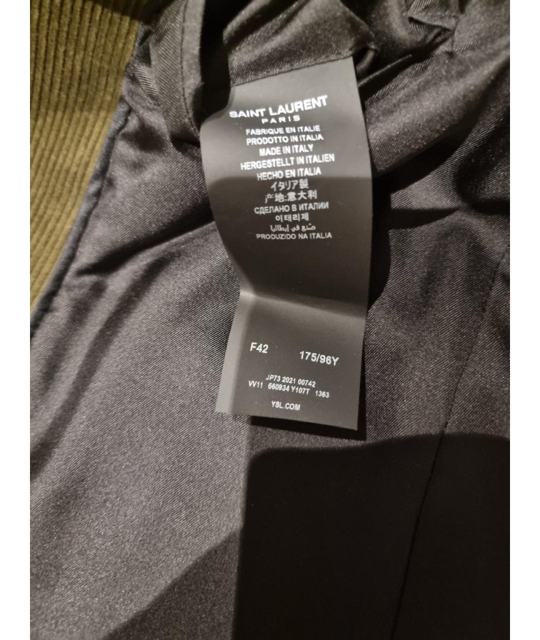 SAINT LAURENT Зеленый хлопковый жакет/пиджак, фото 6