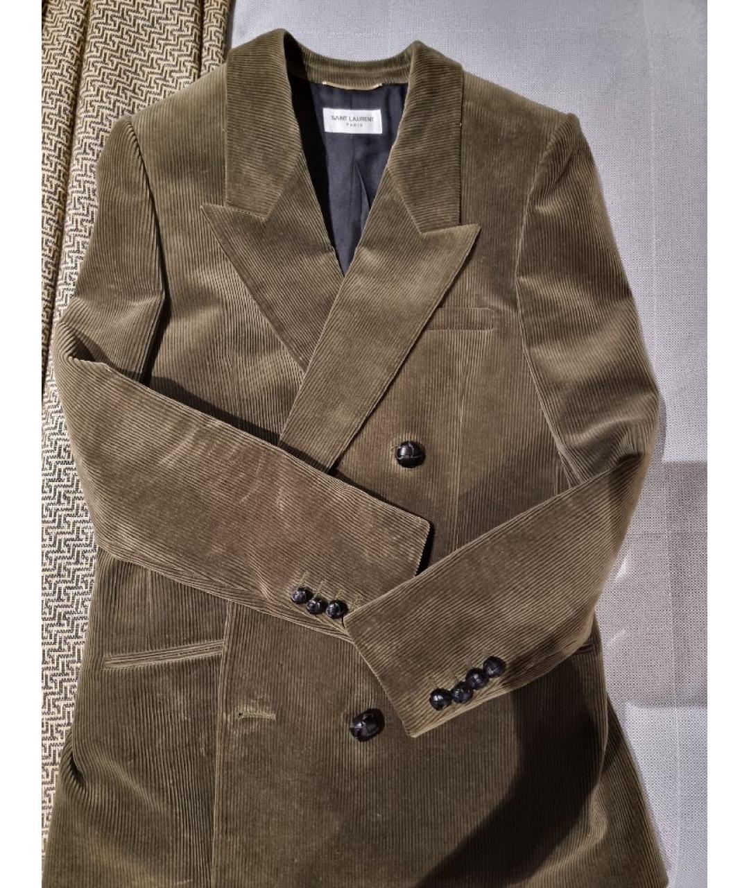 SAINT LAURENT Зеленый хлопковый жакет/пиджак, фото 9