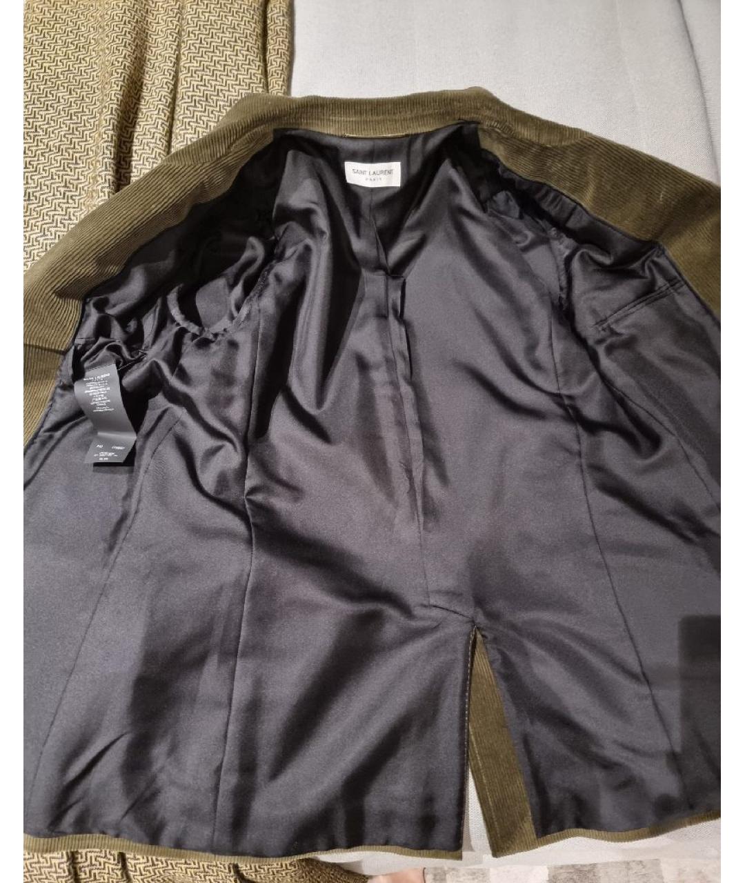 SAINT LAURENT Зеленый хлопковый жакет/пиджак, фото 3