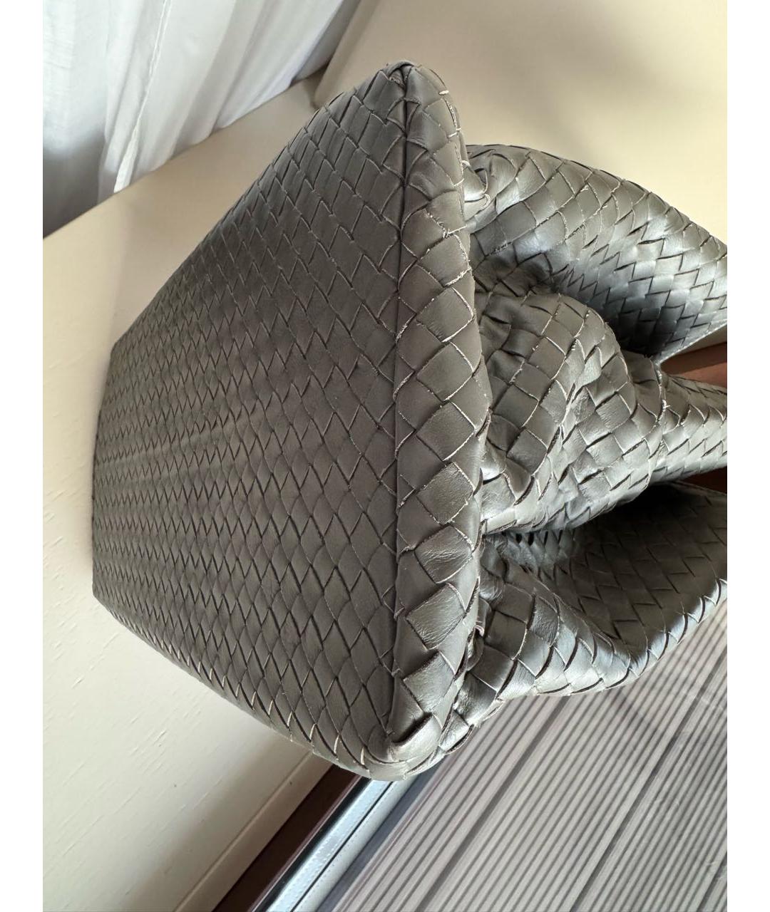 BOTTEGA VENETA Антрацитовая кожаная сумка с короткими ручками, фото 8