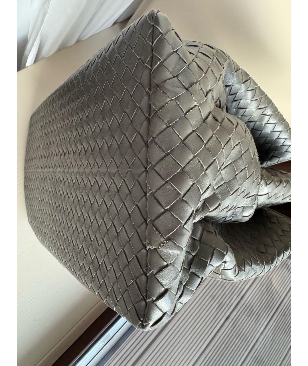 BOTTEGA VENETA Антрацитовая кожаная сумка с короткими ручками, фото 7