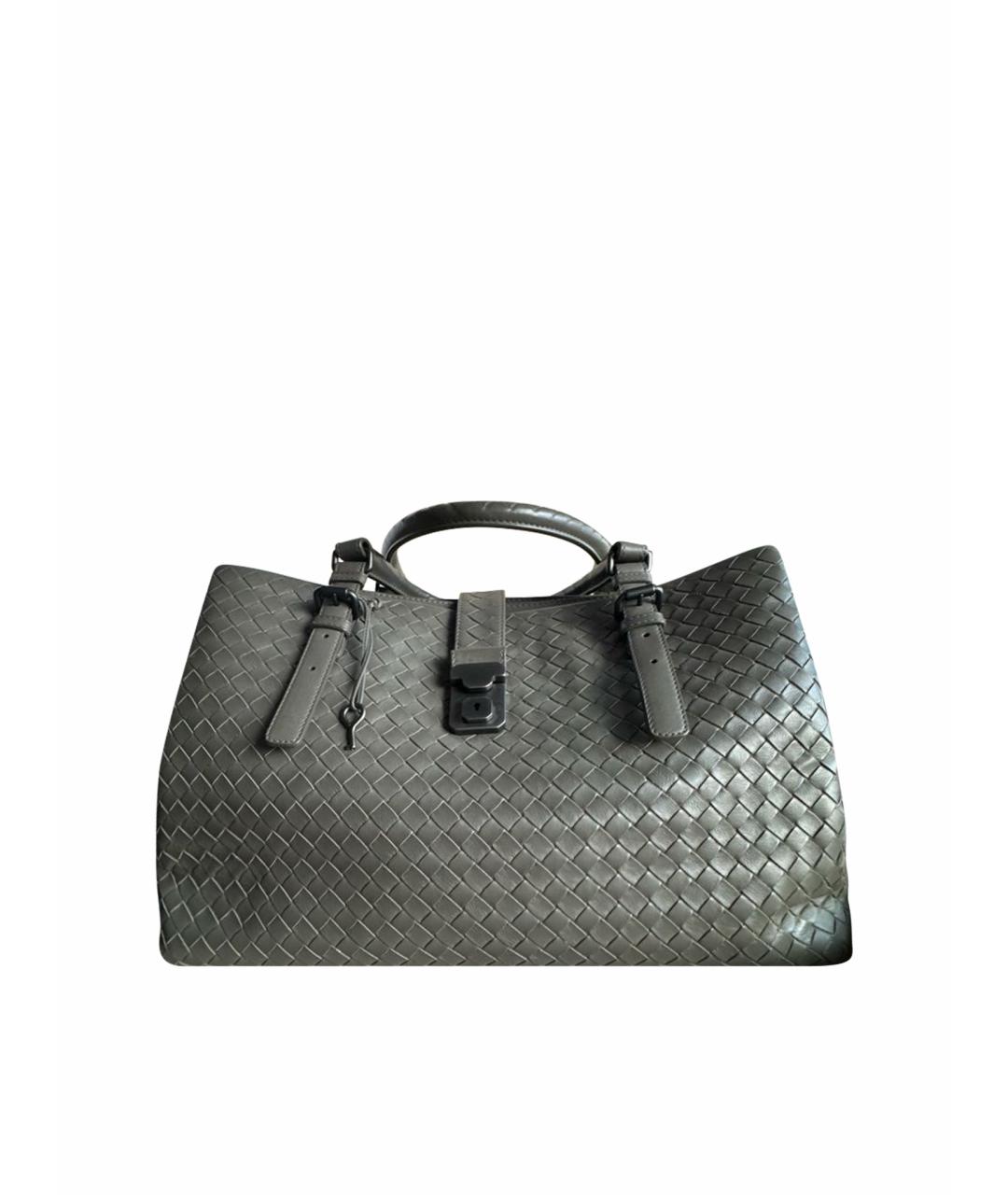 BOTTEGA VENETA Антрацитовая кожаная сумка с короткими ручками, фото 1