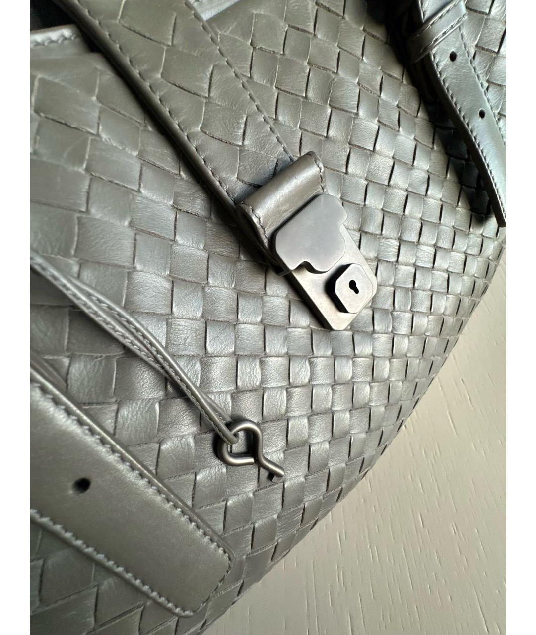 BOTTEGA VENETA Антрацитовая кожаная сумка с короткими ручками, фото 5