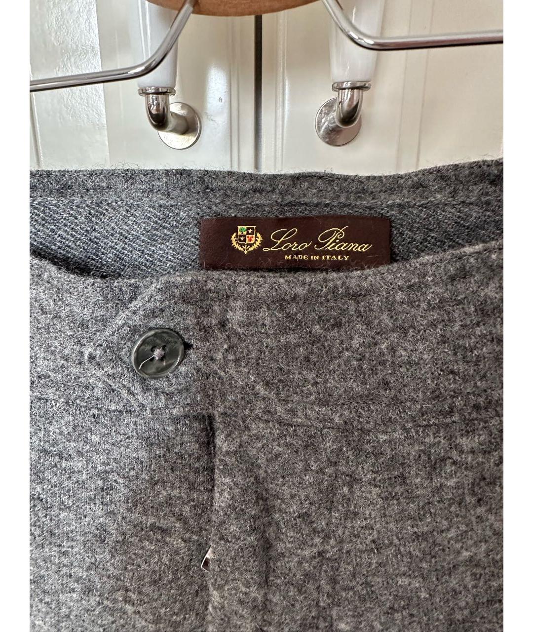 LORO PIANA Серые кашемировые повседневные брюки, фото 4