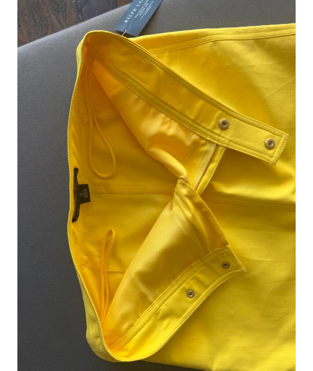 POLO RALPH LAUREN Желтая хлопковая юбка мини, фото 4