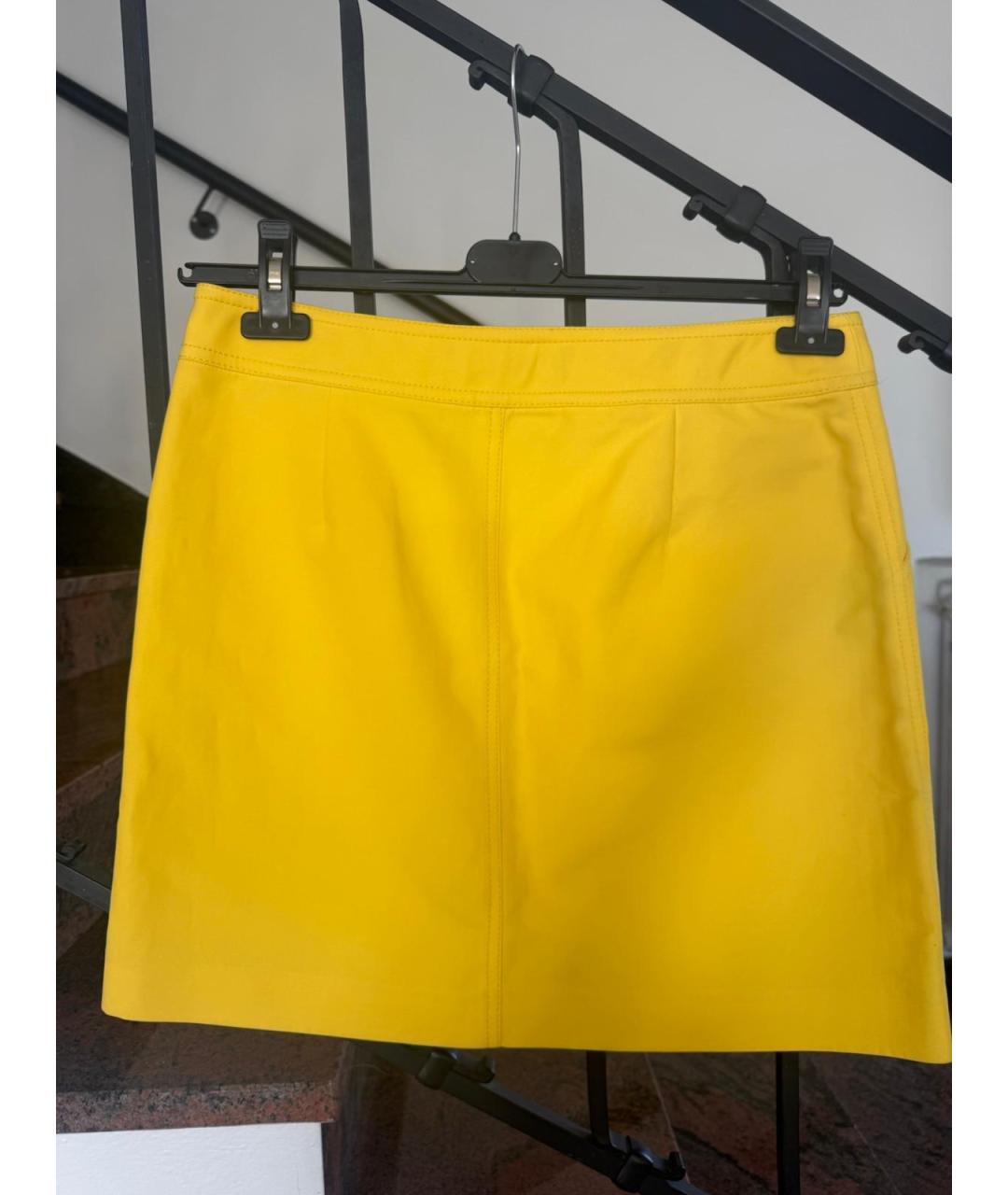 POLO RALPH LAUREN Желтая хлопковая юбка мини, фото 2